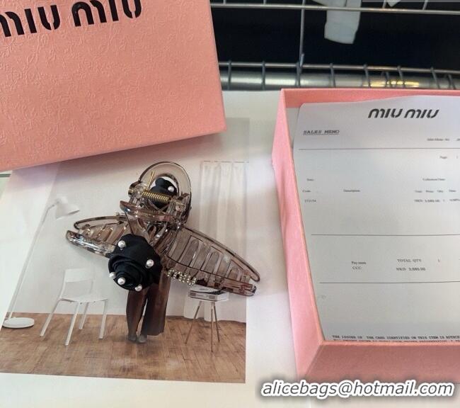 Luxury Discount Miu Miu Rose Bloom Hair Clip 1023 Grey 2024