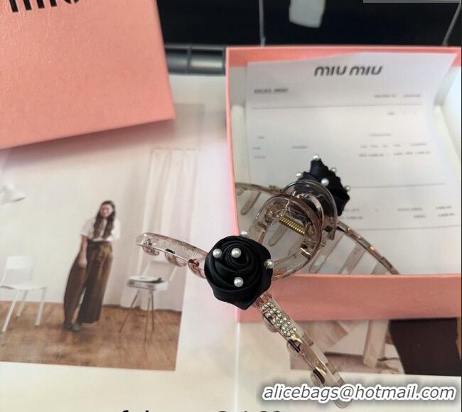 Luxury Discount Miu Miu Rose Bloom Hair Clip 1023 Grey 2024