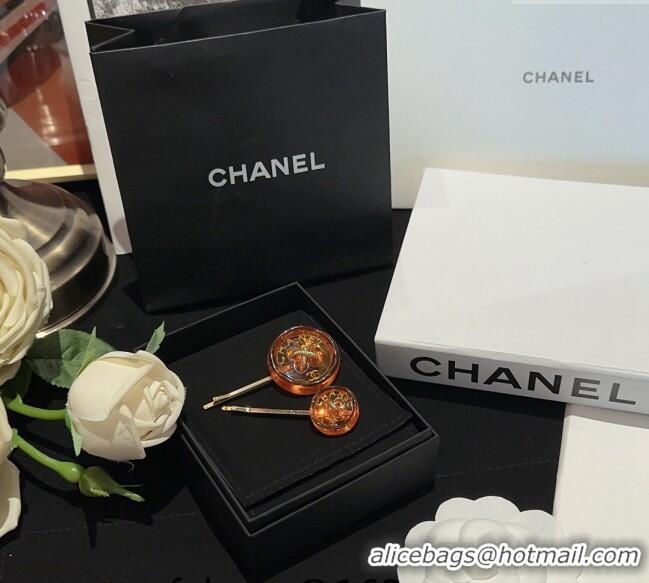 Unique Grade Chanel Resin Hair Clip AB9034 Orange 2024