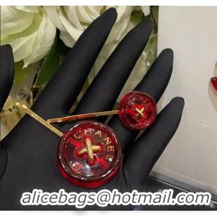 Luxury Discount Chanel Resin Hair Clip AB9034 Red 2024