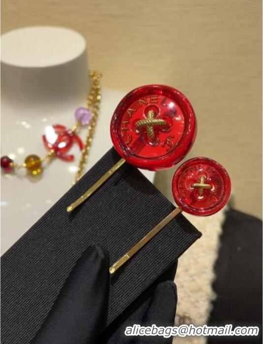 Luxury Discount Chanel Resin Hair Clip AB9034 Red 2024