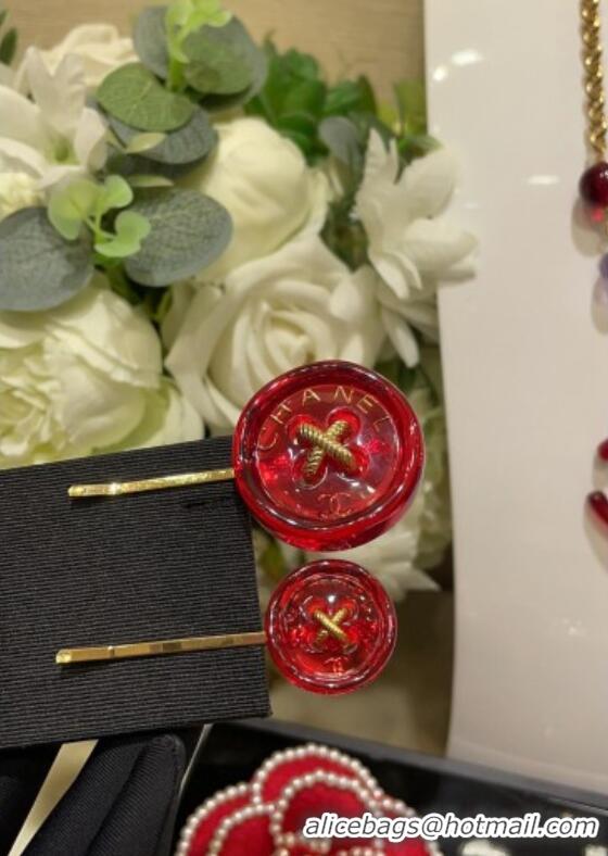 Luxury Discount Chanel Resin Hair Clip AB9034 Red 2024