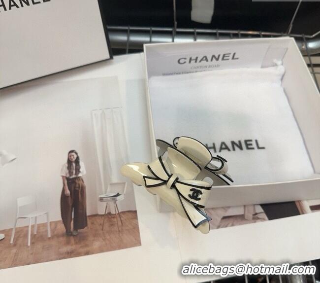 Famous Brand Discount Chanel Bow Hair Clip 1023 White 2024