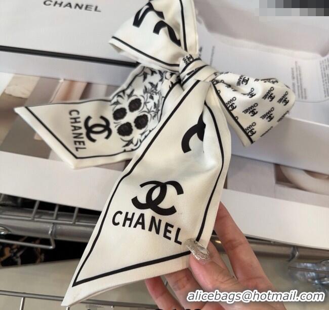 Good Taste Chanel Bow Printed Hair Ring 1023 White 2024
