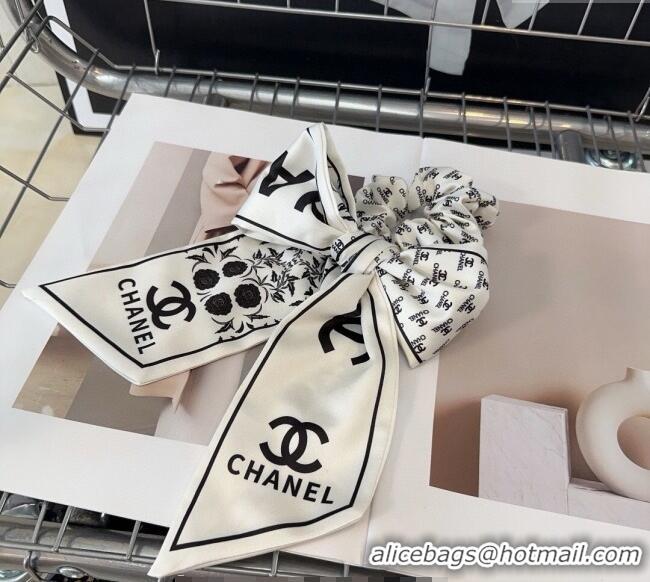 Good Taste Chanel Bow Printed Hair Ring 1023 White 2024