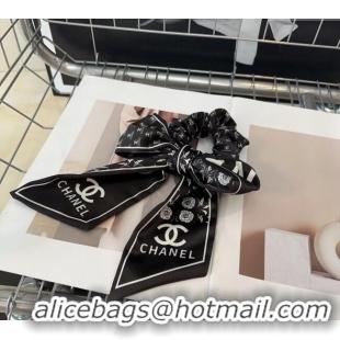 Good Looking Chanel Bow Printed Hair Ring 1023 Black 2024