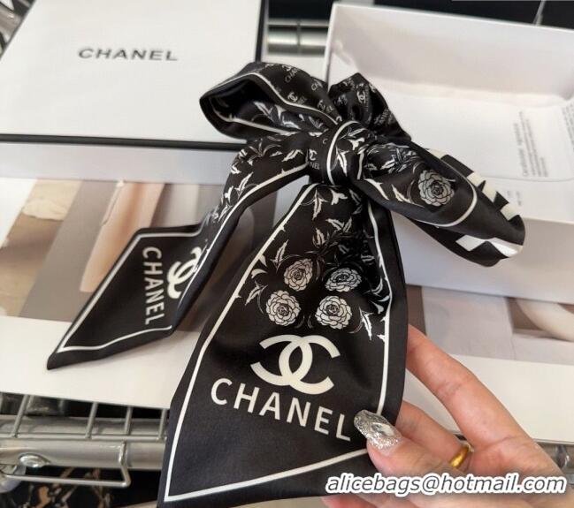 Good Looking Chanel Bow Printed Hair Ring 1023 Black 2024