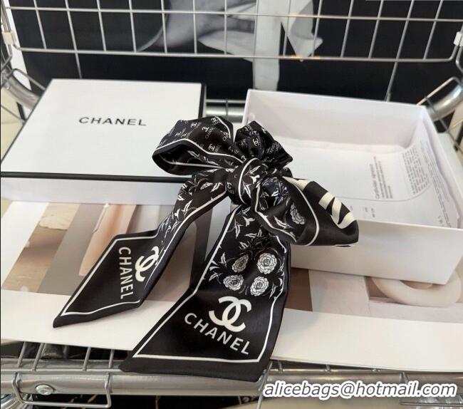 Good Looking Chanel Bow Printed Hair Ring 1023 Black 2024