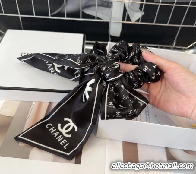 Good Looking Chanel Bow Printed Hair Ring 1023 Black 2024