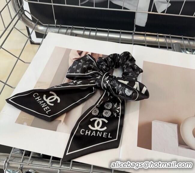 Good Looking Chanel Bow Printed Hair Ring 1023 Black 2024