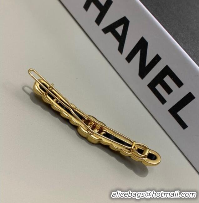 Pretty Style Chanel Chain Leather Hair Clip 1126 Black 2024