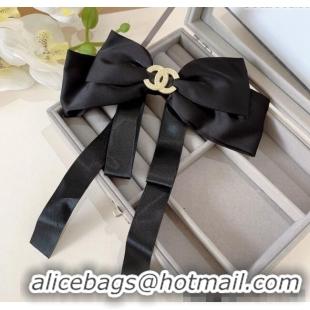 Well Crafted Chanel Bow Hair Clip 1129 Black 2024