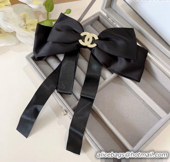 Well Crafted Chanel Bow Hair Clip 1129 Black 2024