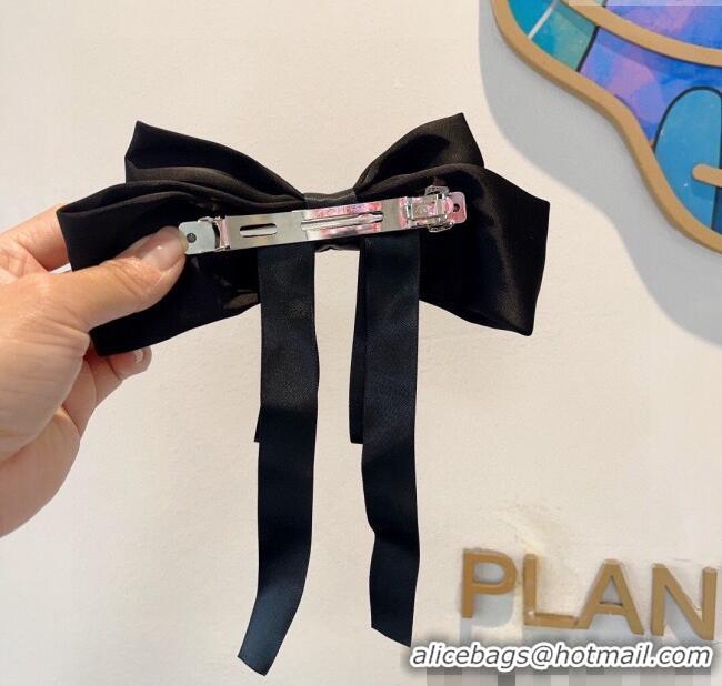 Well Crafted Chanel Bow Hair Clip 1129 Black 2024