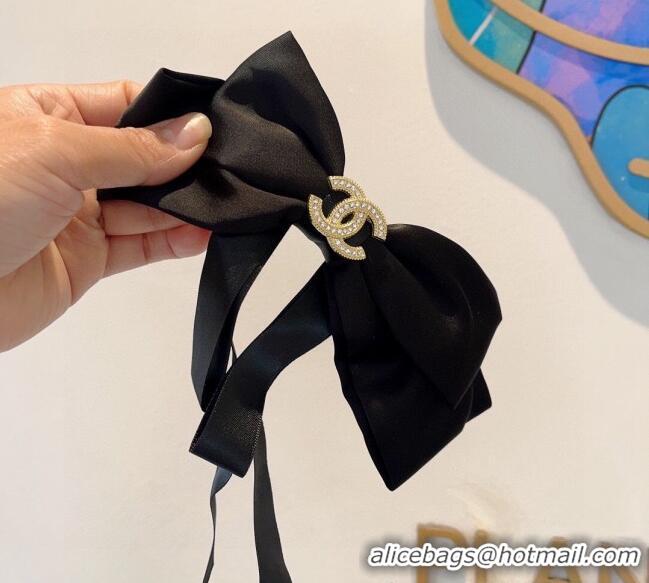 Well Crafted Chanel Bow Hair Clip 1129 Black 2024
