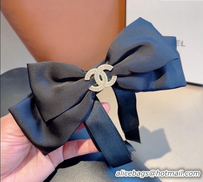 Well Crafted Chanel Bow Hair Clip 1129 Black 2024
