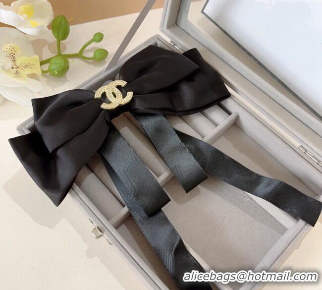 Well Crafted Chanel Bow Hair Clip 1129 Black 2024