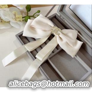 Super Quality Chanel Bow Hair Clip 1129 White 2024