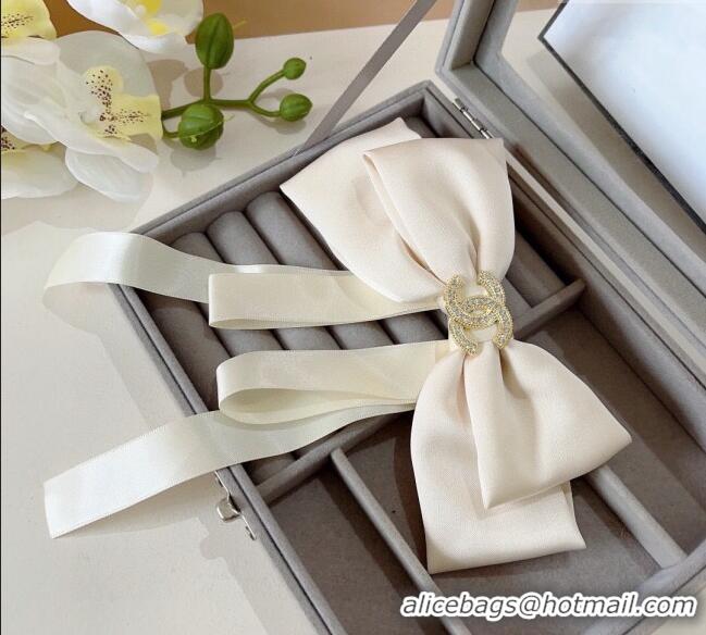 Super Quality Chanel Bow Hair Clip 1129 White 2024