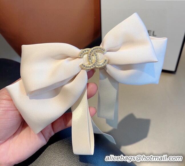 Super Quality Chanel Bow Hair Clip 1129 White 2024