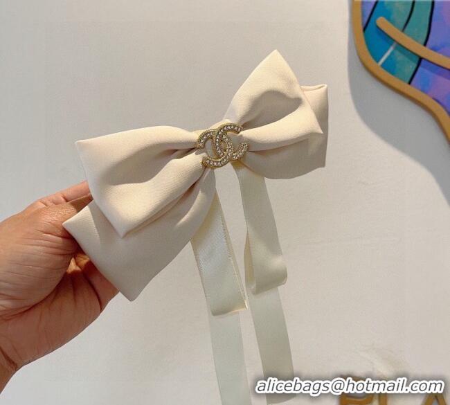 Super Quality Chanel Bow Hair Clip 1129 White 2024