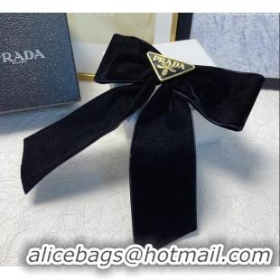 Unique Grade Prada Velvet Bow Hair Clip 1IF154 Black 2024