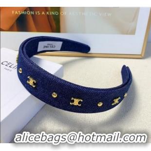 Original Cheap Celine Denim Headband 1129 Dark Blue 2024
