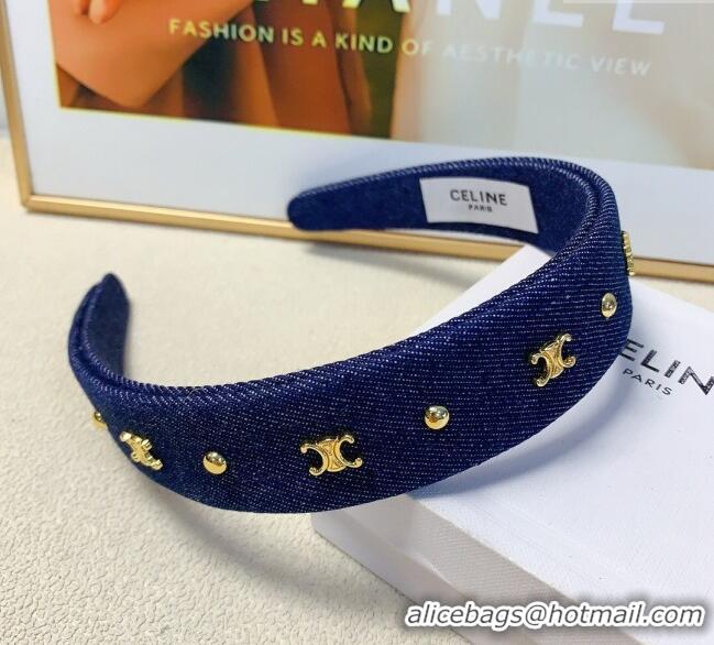 Original Cheap Celine Denim Headband 1129 Dark Blue 2024