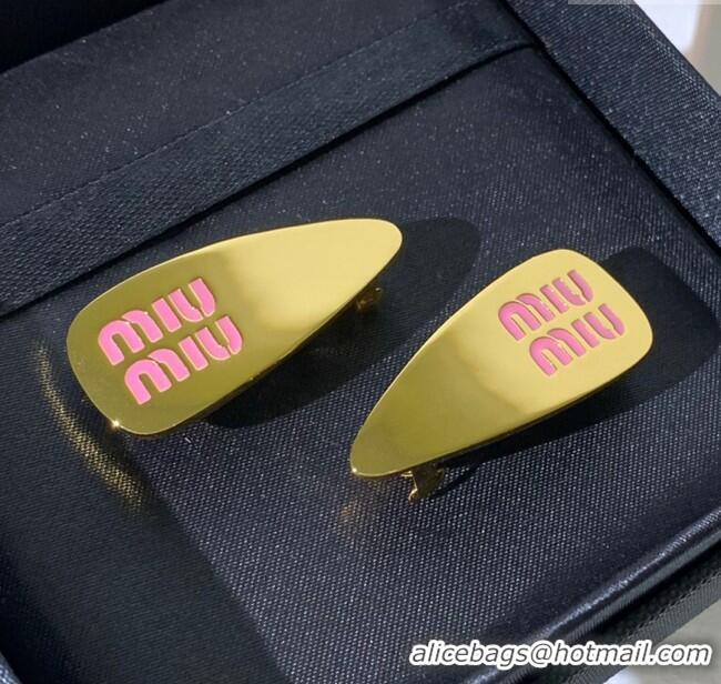 Unique Discount Miu Miu Hair Clip M113004 Gold/Pink 2024 (One Pair)