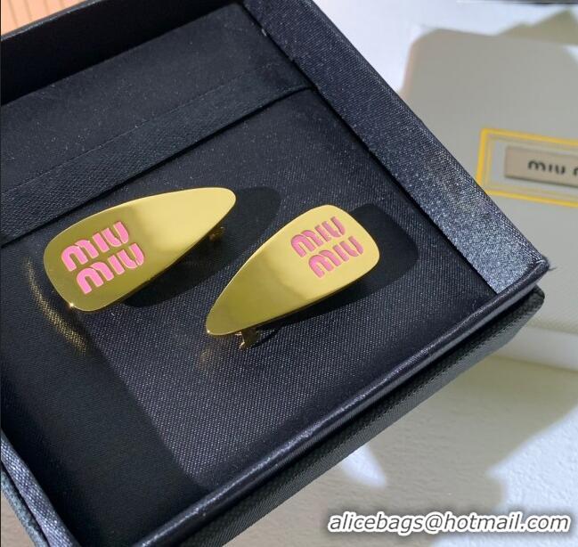 Unique Discount Miu Miu Hair Clip M113004 Gold/Pink 2024 (One Pair)