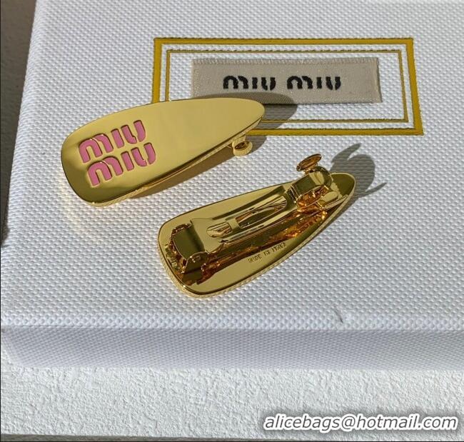Unique Discount Miu Miu Hair Clip M113004 Gold/Pink 2024 (One Pair)