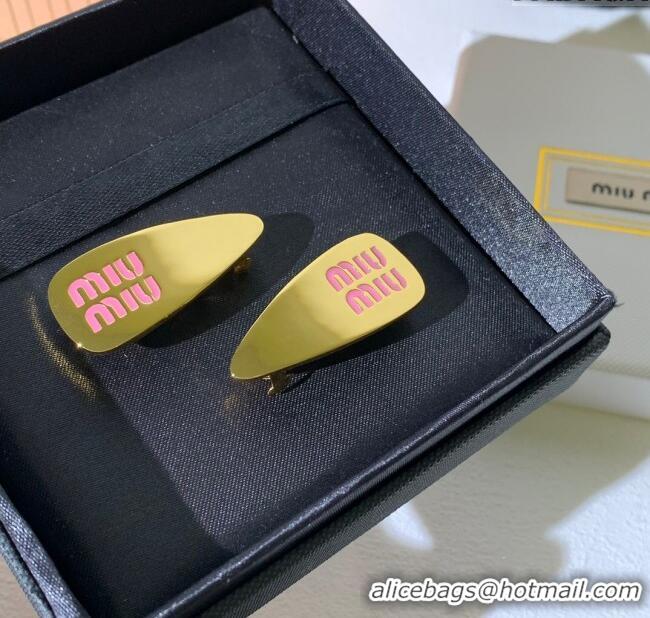 Unique Discount Miu Miu Hair Clip M113004 Gold/Pink 2024 (One Pair)