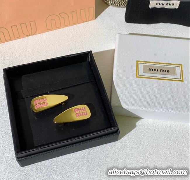 Unique Discount Miu Miu Hair Clip M113004 Gold/Pink 2024 (One Pair)