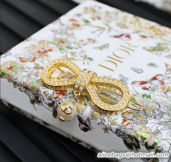 Best Grade Dior Bow Hair Clip D113005 Gold 2024