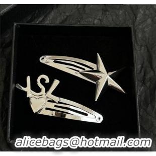 Top Grade Saint Laurent YSL Heart Star Hair Clip 4030 Silver 2025