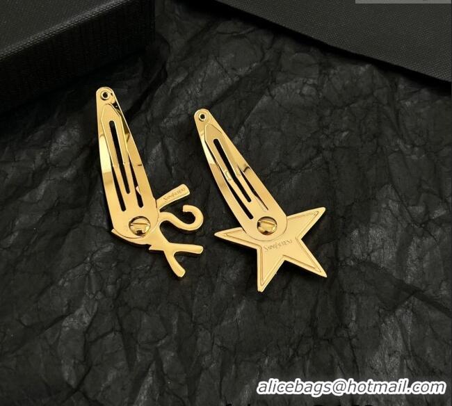 Good Product Saint Laurent YSL Heart Star Hair Clip 4030 Gold 2025