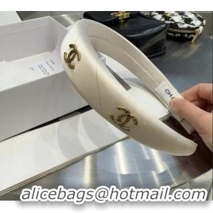 Luxury Cheap Chanel Headband with Metal-Tone CC 0311 White 2025