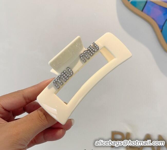 Grade Quality Miu Miu Square Hair Clip with Strass 0311 White 2025
