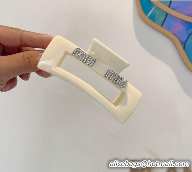 Grade Quality Miu Miu Square Hair Clip with Strass 0311 White 2025
