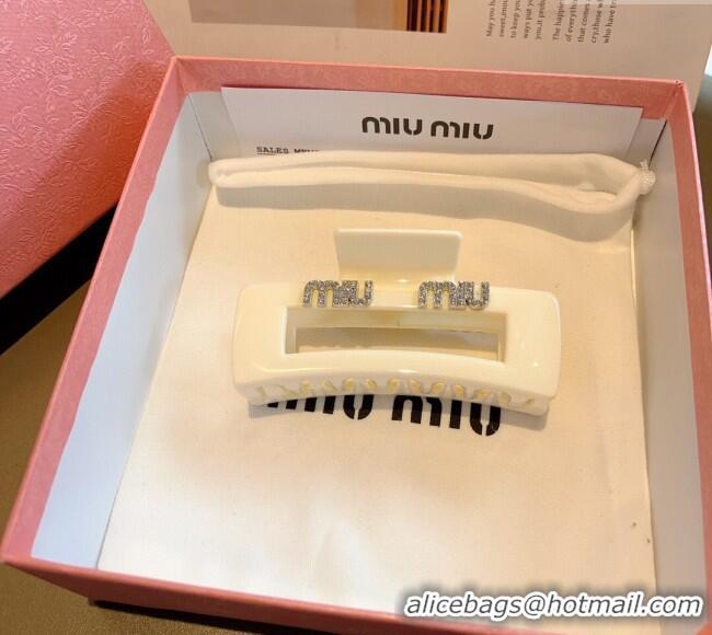Grade Quality Miu Miu Square Hair Clip with Strass 0311 White 2025