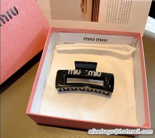 Trendy Design Miu Miu Square Hair Clip with Strass 0311 Black 2025