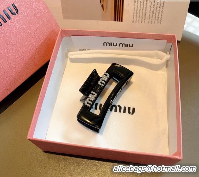 Trendy Design Miu Miu Square Hair Clip with Strass 0311 Black 2025