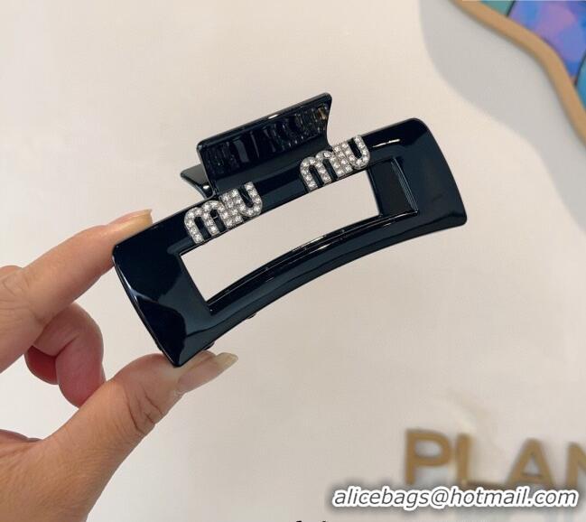 Trendy Design Miu Miu Square Hair Clip with Strass 0311 Black 2025