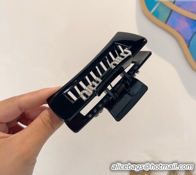 Trendy Design Miu Miu Square Hair Clip with Strass 0311 Black 2025