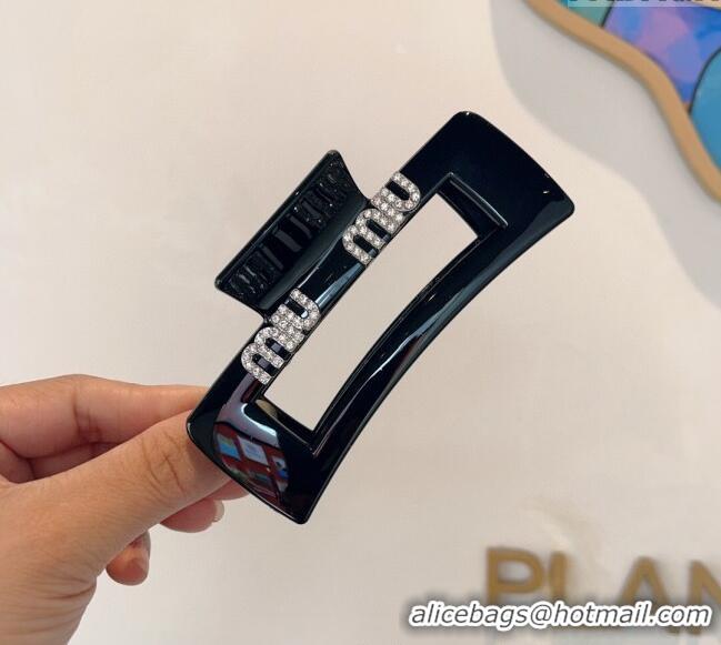 Trendy Design Miu Miu Square Hair Clip with Strass 0311 Black 2025