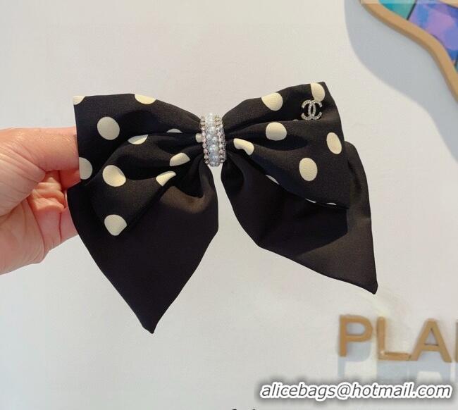 Cheap Chanel Dotted Bow Hair Clip 0310 Black 2025
