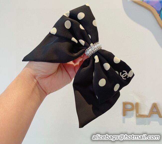 Cheap Chanel Dotted Bow Hair Clip 0310 Black 2025