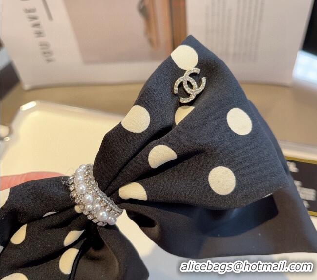 Cheap Chanel Dotted Bow Hair Clip 0310 Black 2025