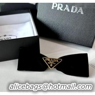 Buy Cheapest Prada Velvet Bow Hair Clip 0310 Black 2025