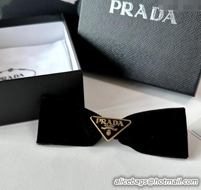 Buy Cheapest Prada Velvet Bow Hair Clip 0310 Black 2025